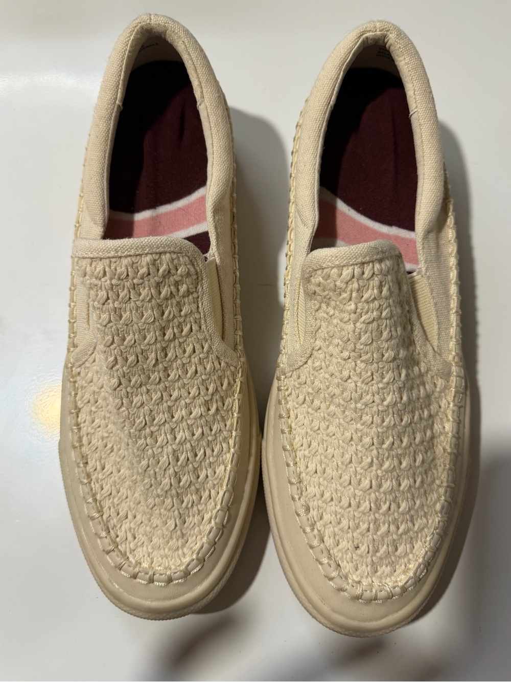 Dolce Vita Cream Woven Slip-On Shoes